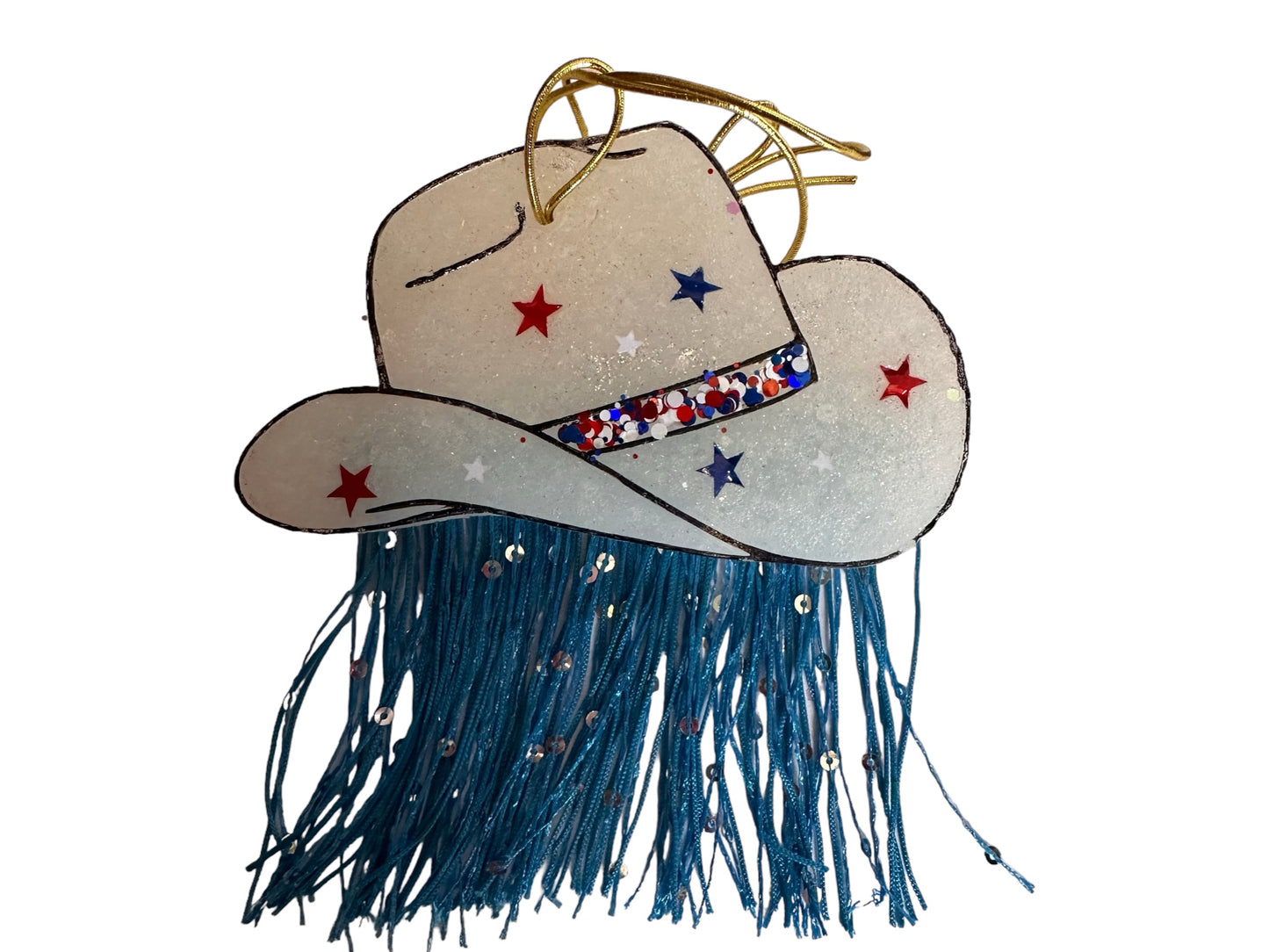 Air Freshners Red White Blue Cowboy Hat/Fringe