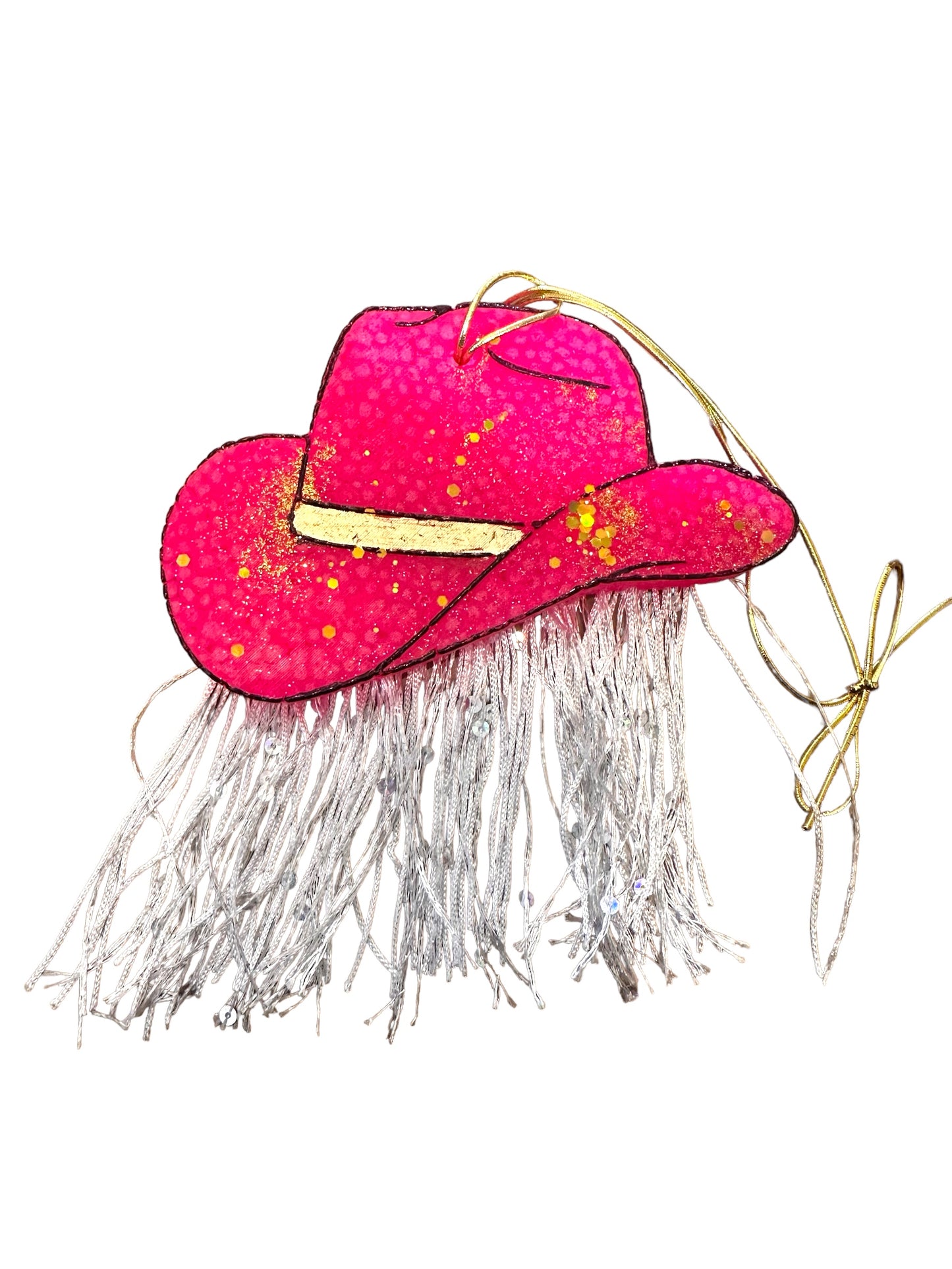Air Freshners Pink Cowboy Hat with White Fringe