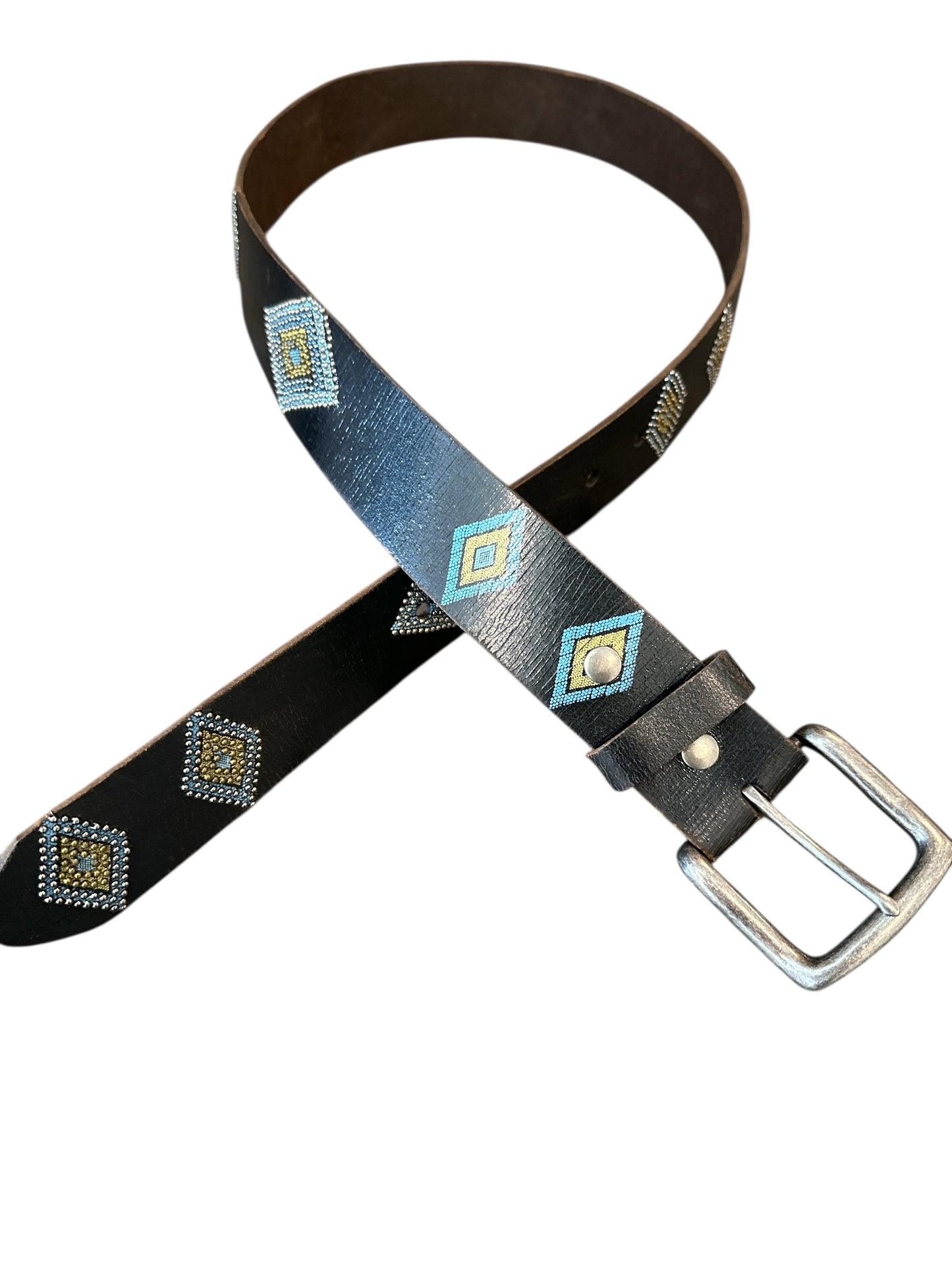 Black Leather with diamond detail