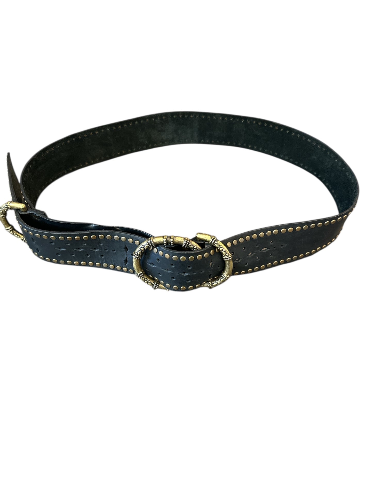Black Leather with brass with buckle