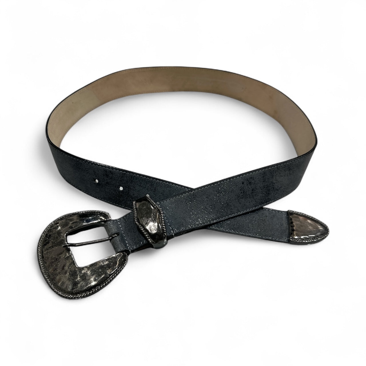 Charcoal Leather Belt with Gun Metal Buckle