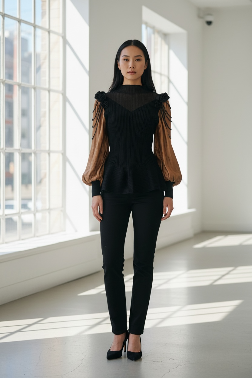 Black and Bronze fitted top