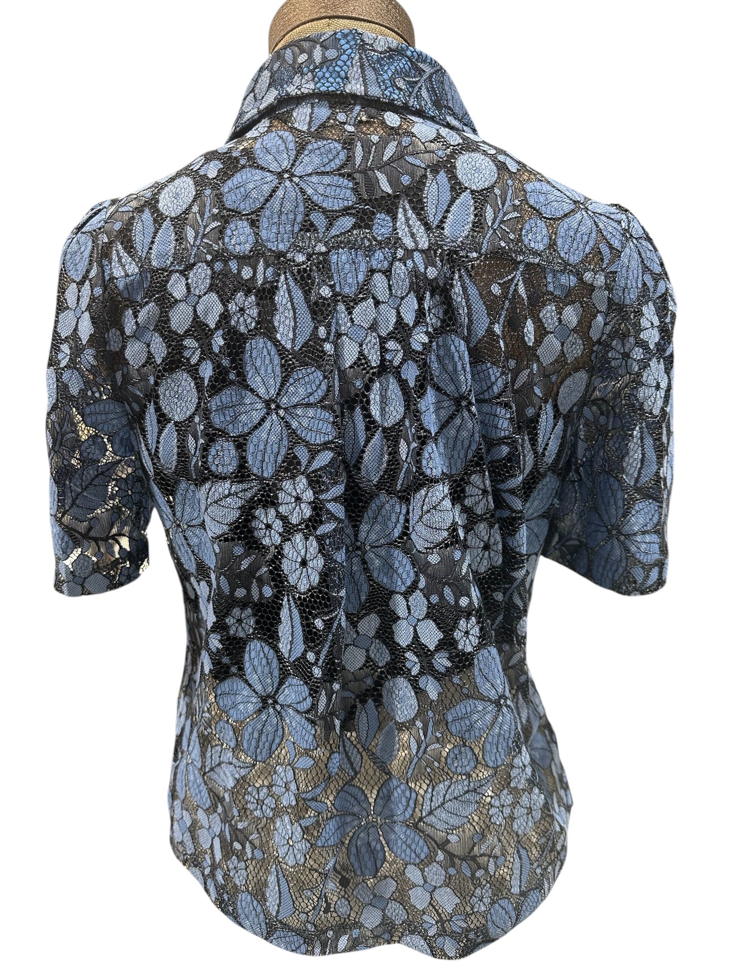 Floral Blue Lace Top