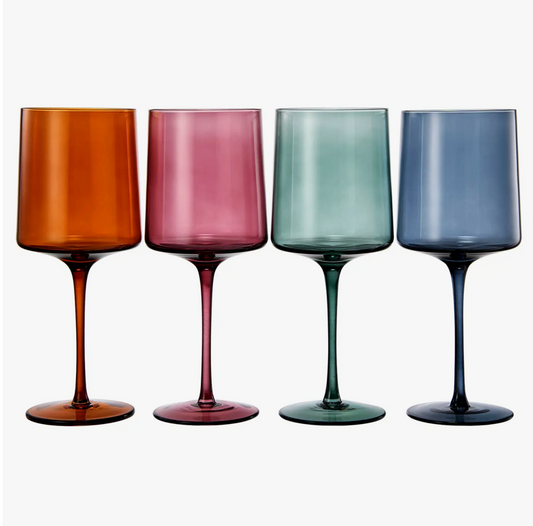 Set of 4- 13.5 Oz Colorful Wine Glasses