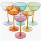Set of 6 Colored Coup Art Deco Glasses
