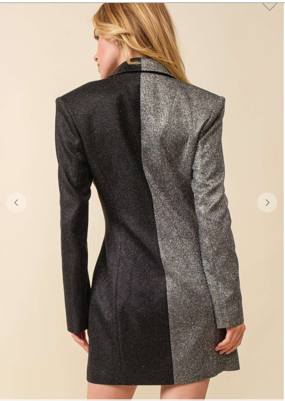 Black and Silver Glitter Color Block Dress