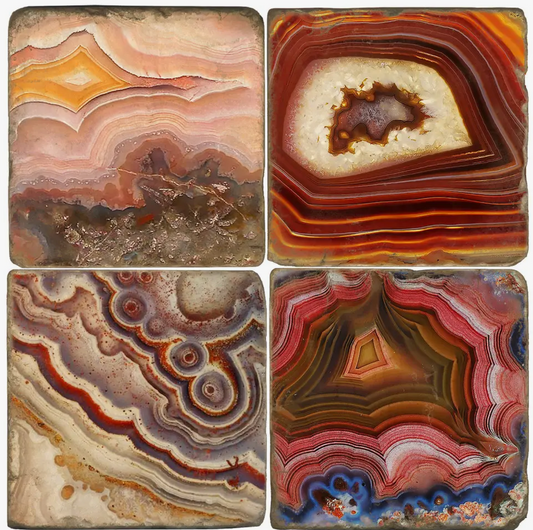 Banded Agate Tumbled Marble Coasters