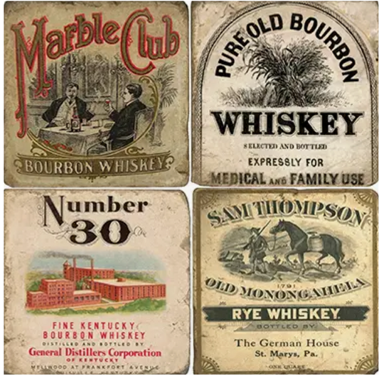 Vintage Whiskey Tumbled Marble Coasters