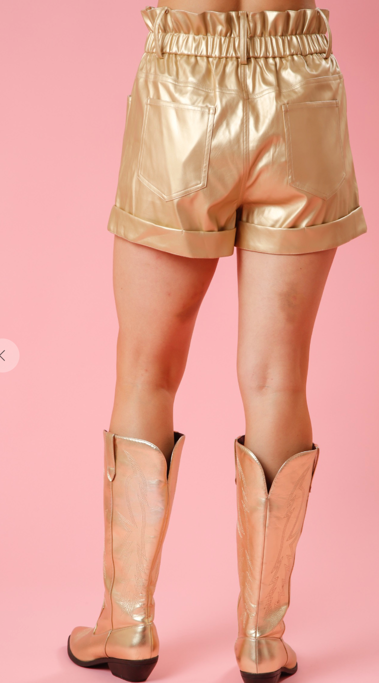 Gold Paper Bag Shorts