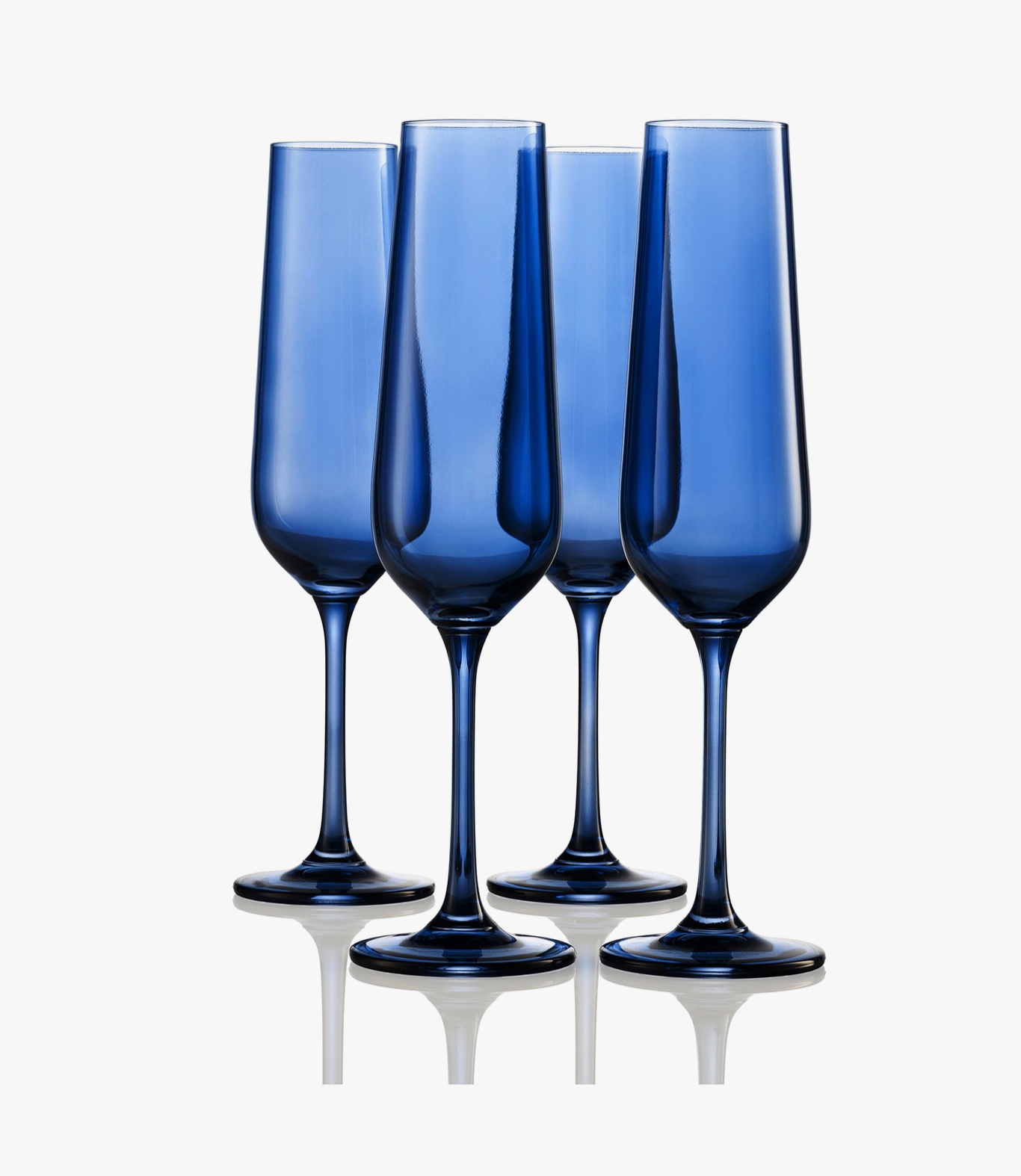 Set of 4 Colored Champagne Flutes