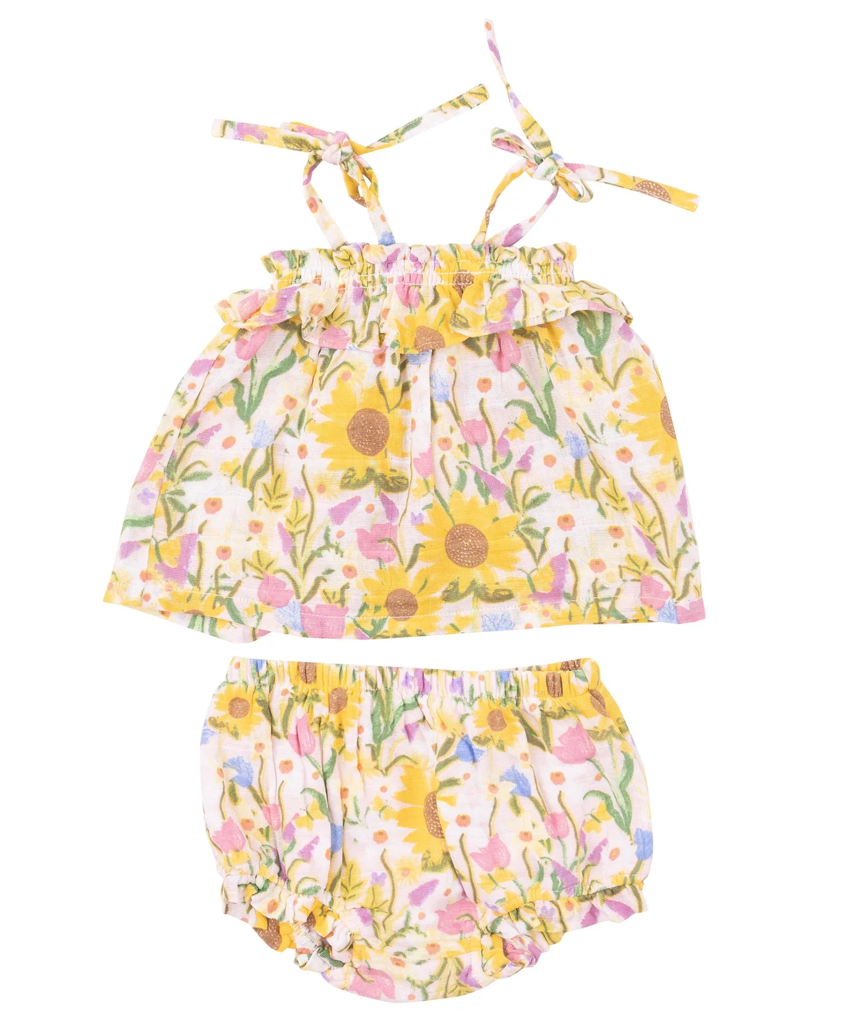 Angel Dear Ruffle Top and Bloomer Sunflower Dream Floral