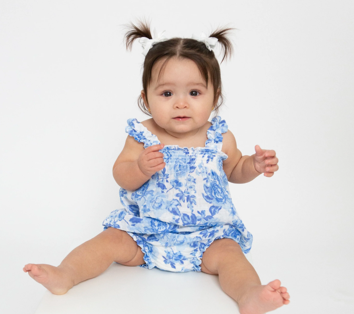 Angel Dear Ruffly Strap Top and Bloomer Set - Roses In Blue