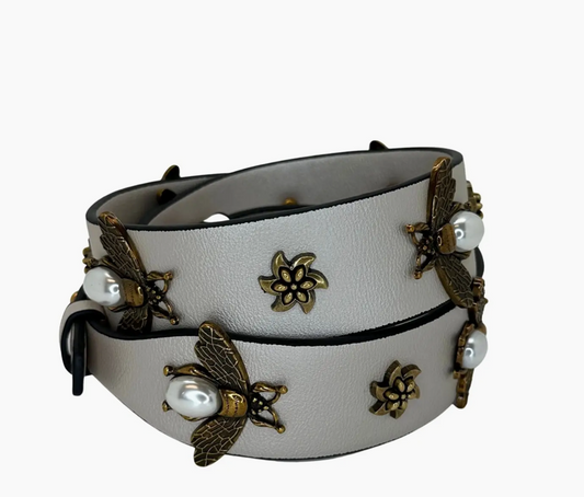 Queen Bee Metallic Soft Silver Removable Purse Strap