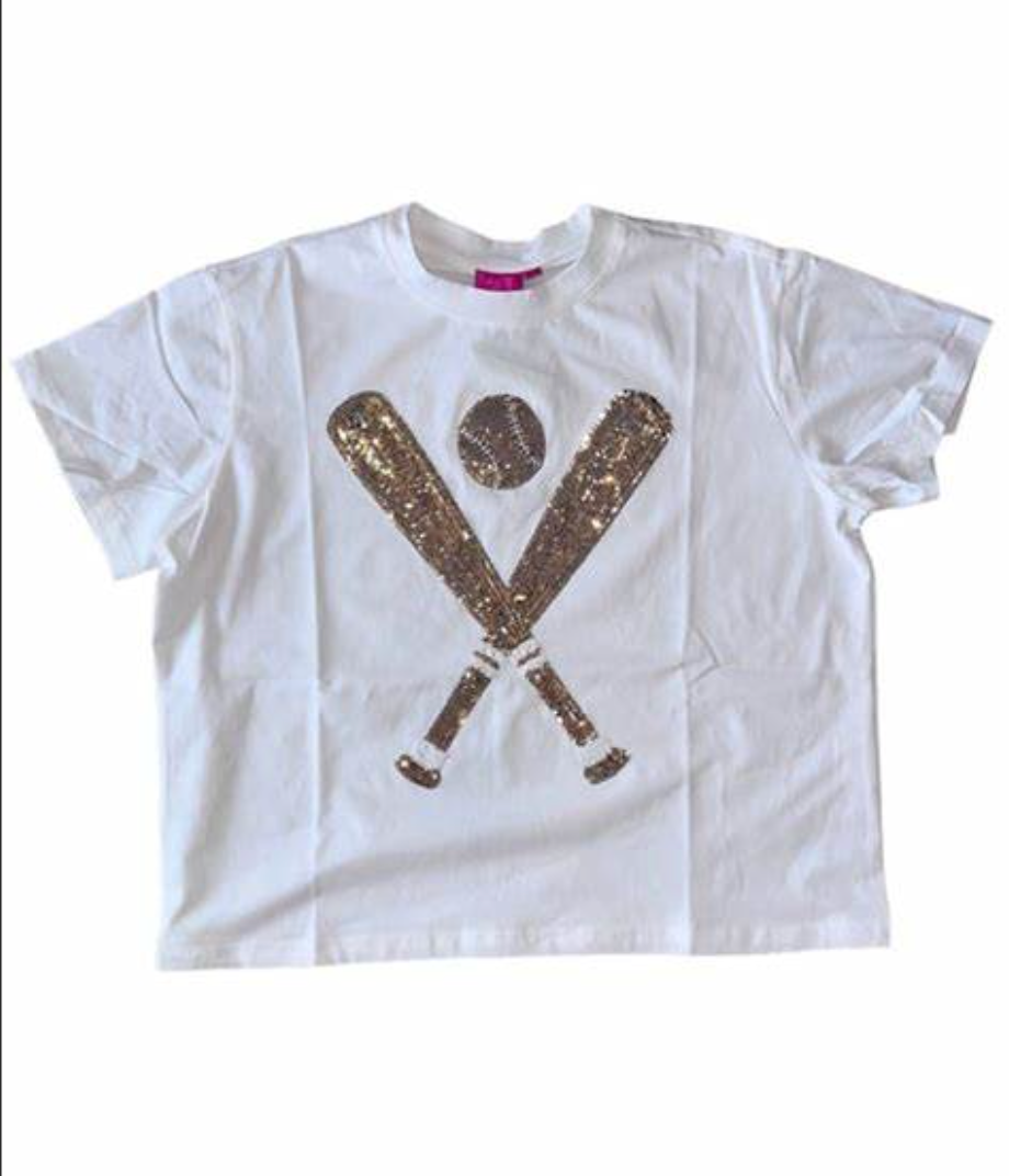 White and Gold Baseball Tee