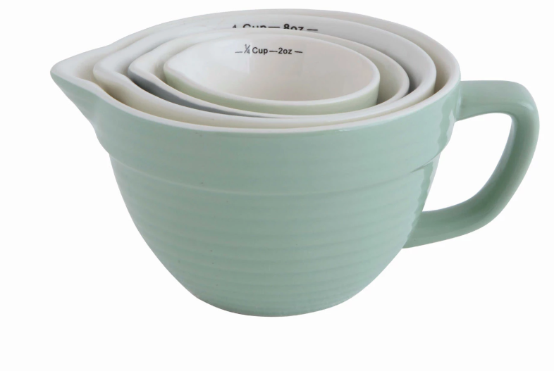Stoneware Batter Bowl Measure Cups Set