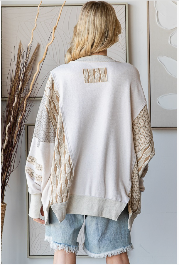 Side Slit Mixed Sweater