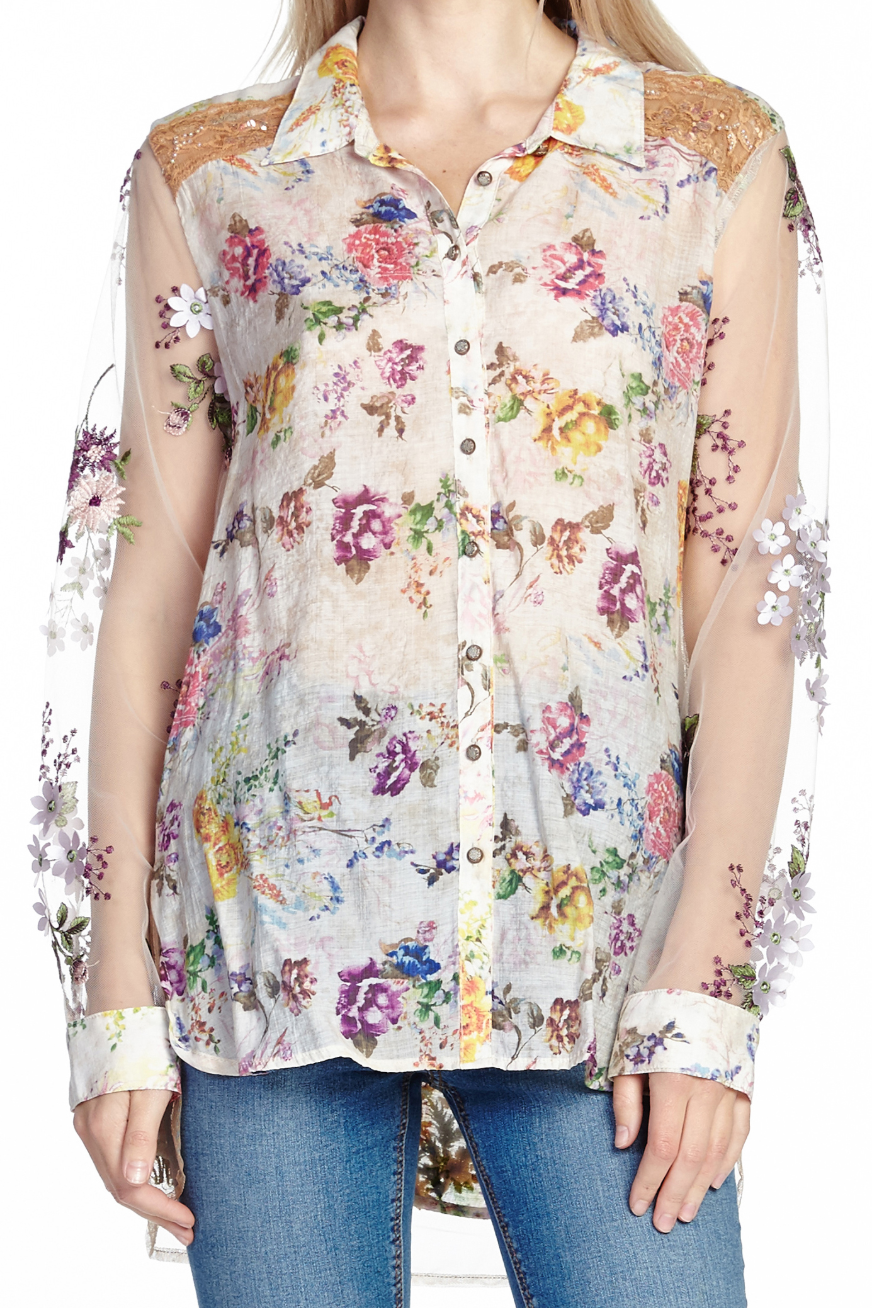 Aratta Empress Marie Louise Shirt-Dusty Pearl