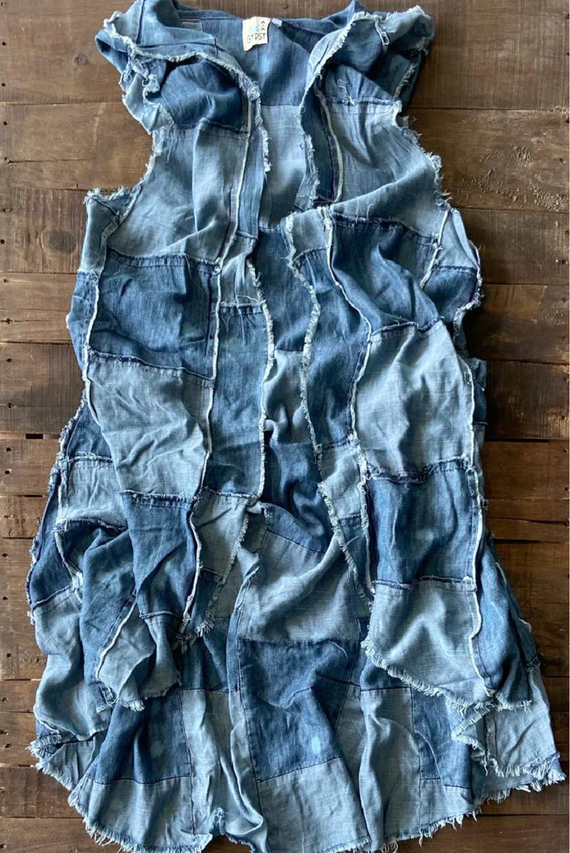 Jaded Gypsy Patchwork Skies Hooded Vest Duster