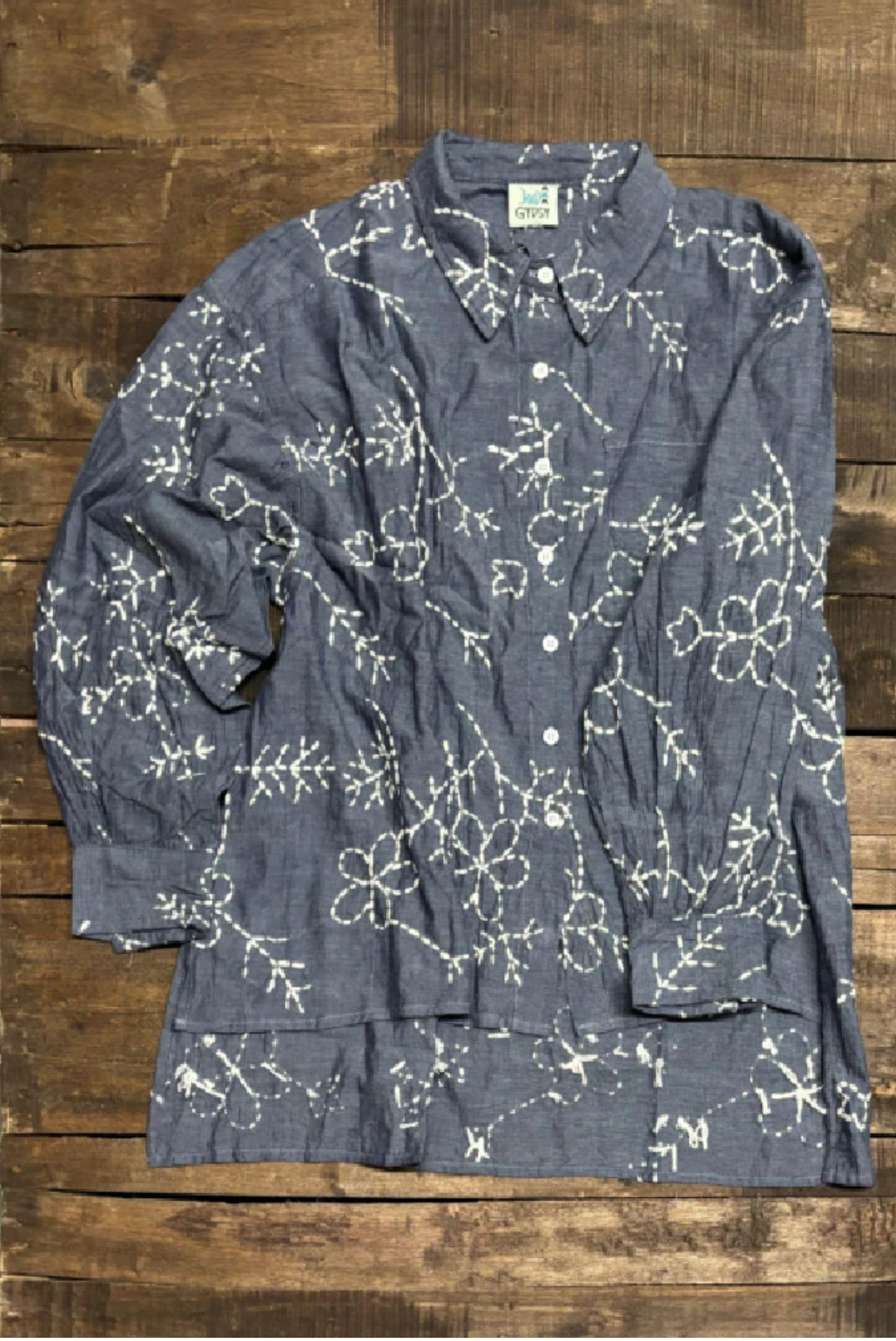 Blue Gardens Embroidered Top