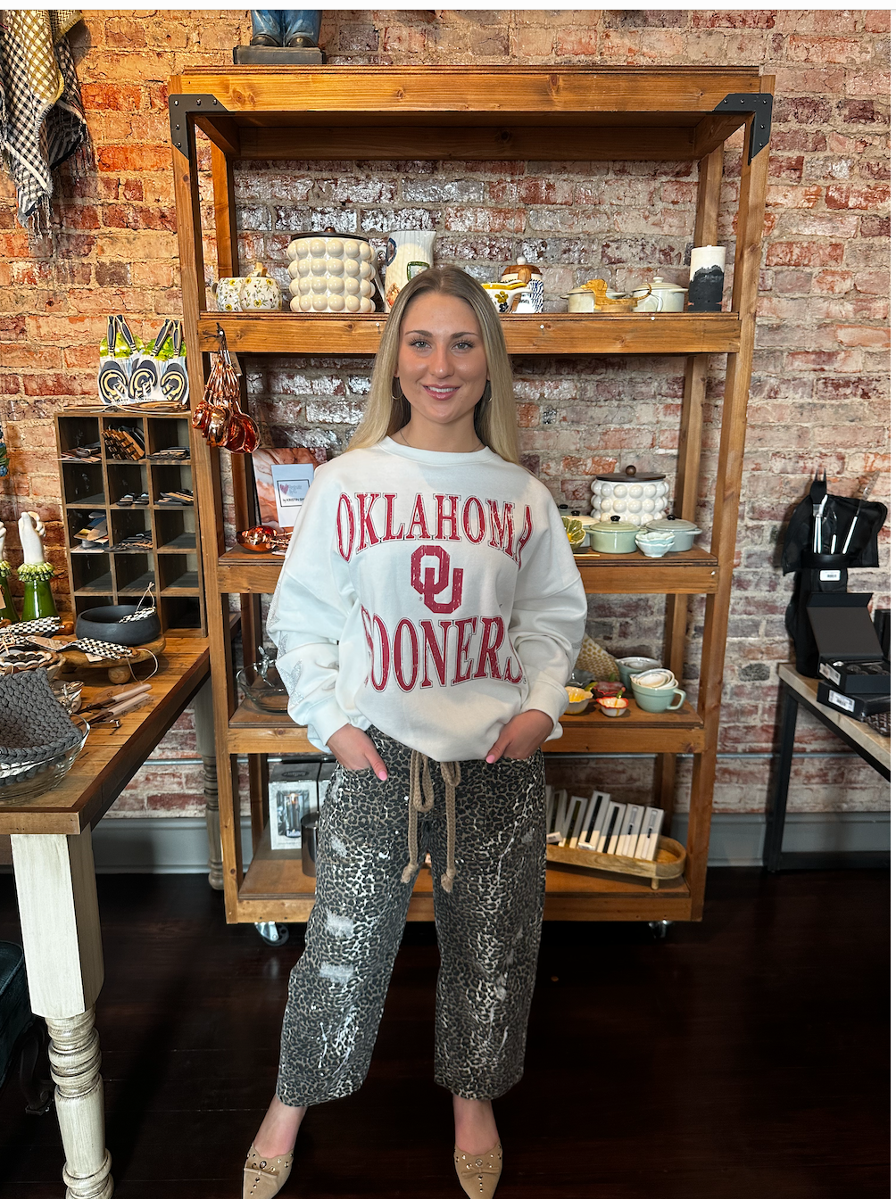 Oklahoma Sooners Allstar Embellished Sleeve Crewneck Pullover