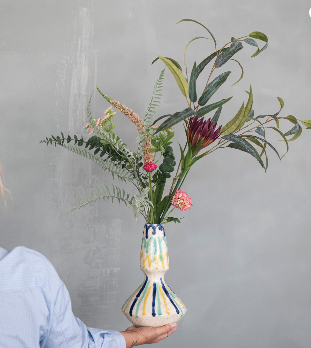 Danika Faux Flower Bouquet Wrapped in Paper & Tied with Cotton Bow (Contains 8 Pieces)-