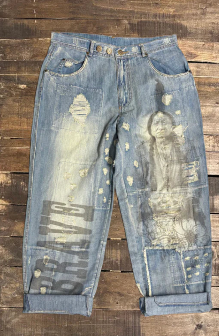 Peace and Love Jeans Native American Chief
