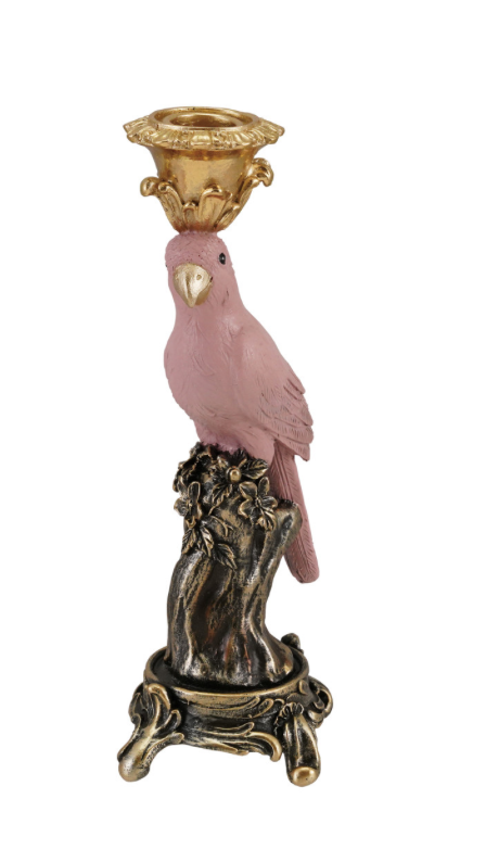 Parrot on a Branch Taper Candle Holder