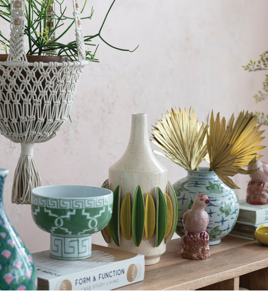 Hand Painted Geometric Footed Bowl