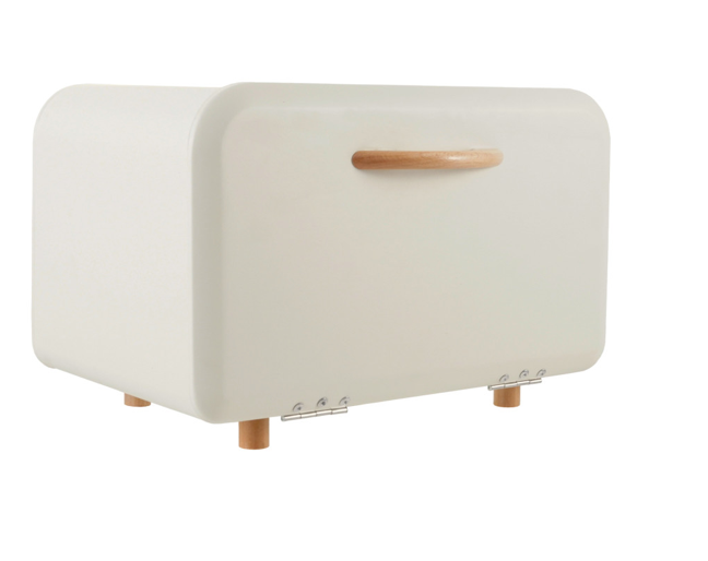 Cream Colored Metal Bread Box