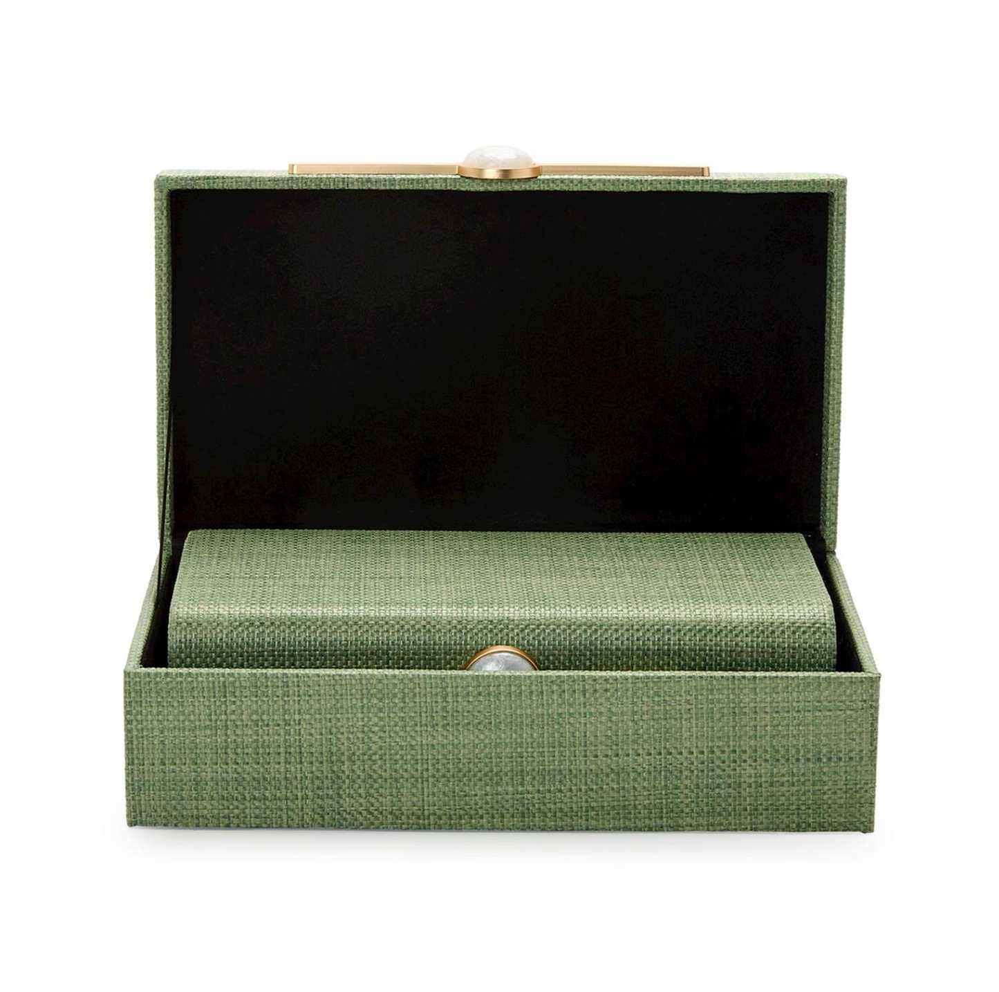 Monaco Green Faux Seagrass S/2 Nested Decorative Boxes