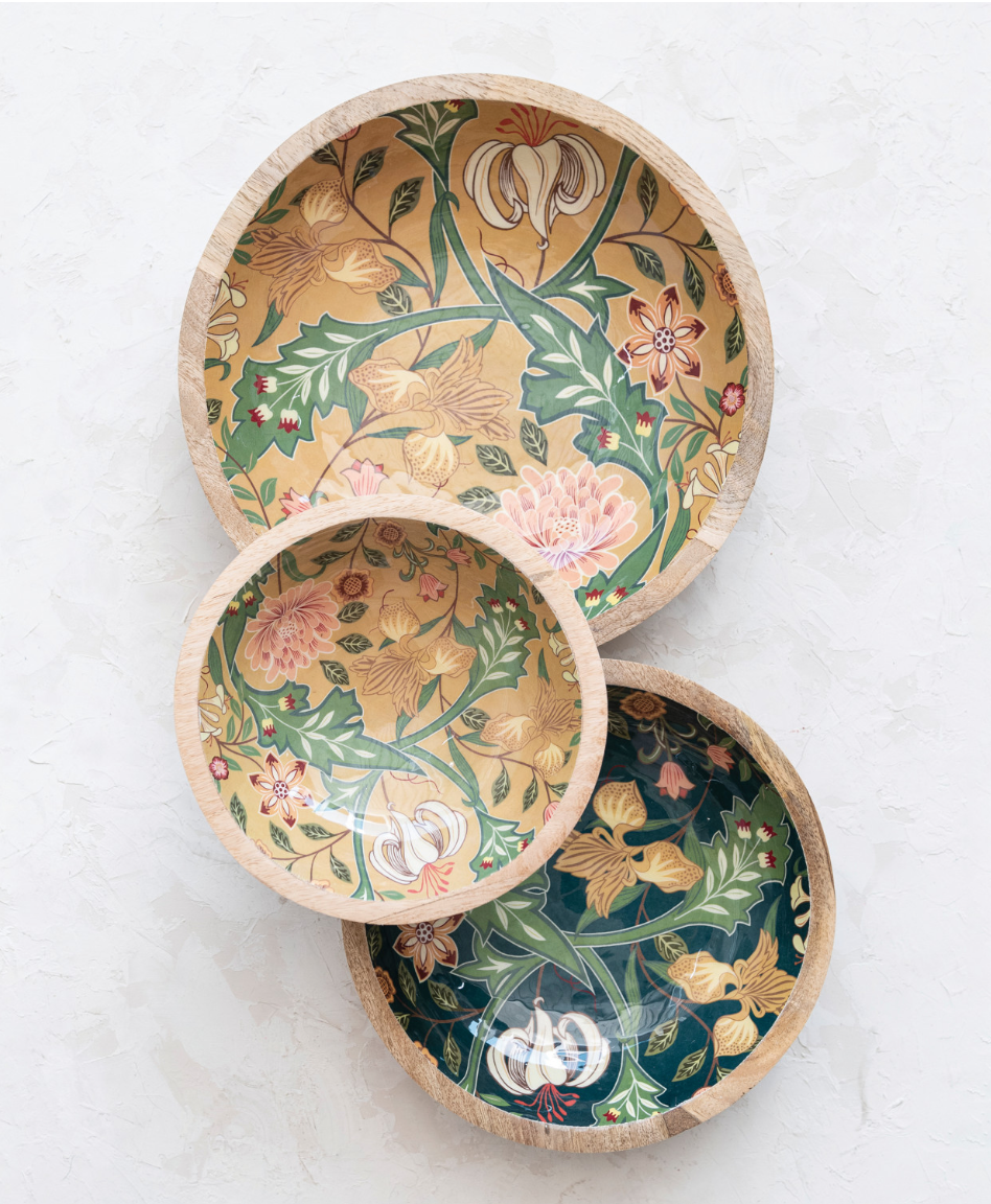 Mango Wood Decorative Enamel Floral Design