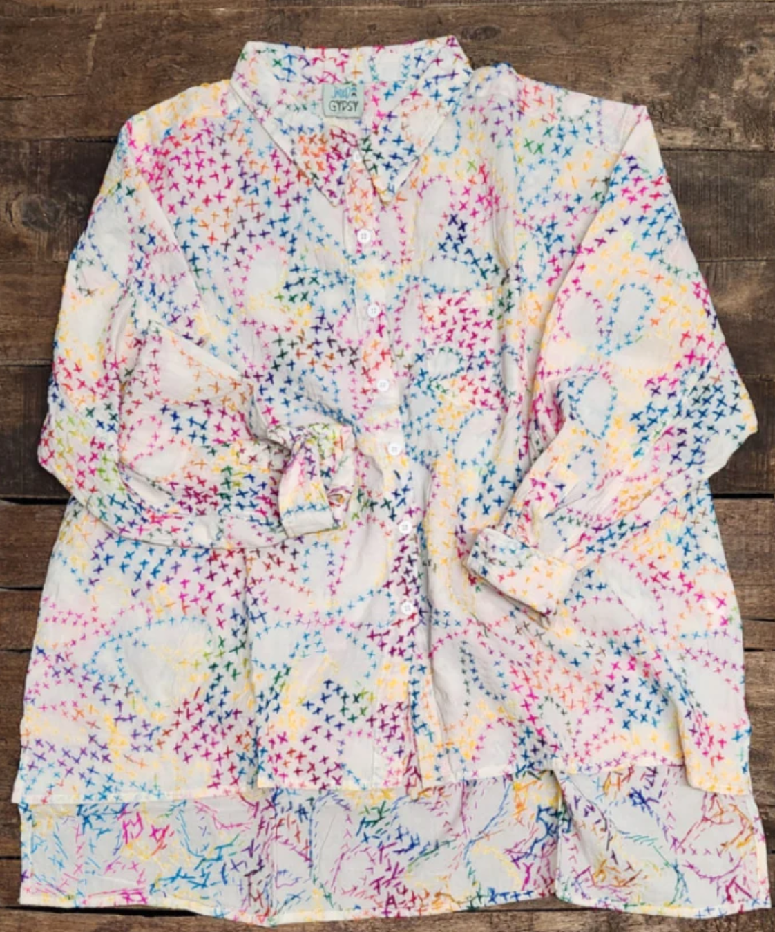 Jaded Gypsy Splash of Color Embroidered Top-Sunshine OS