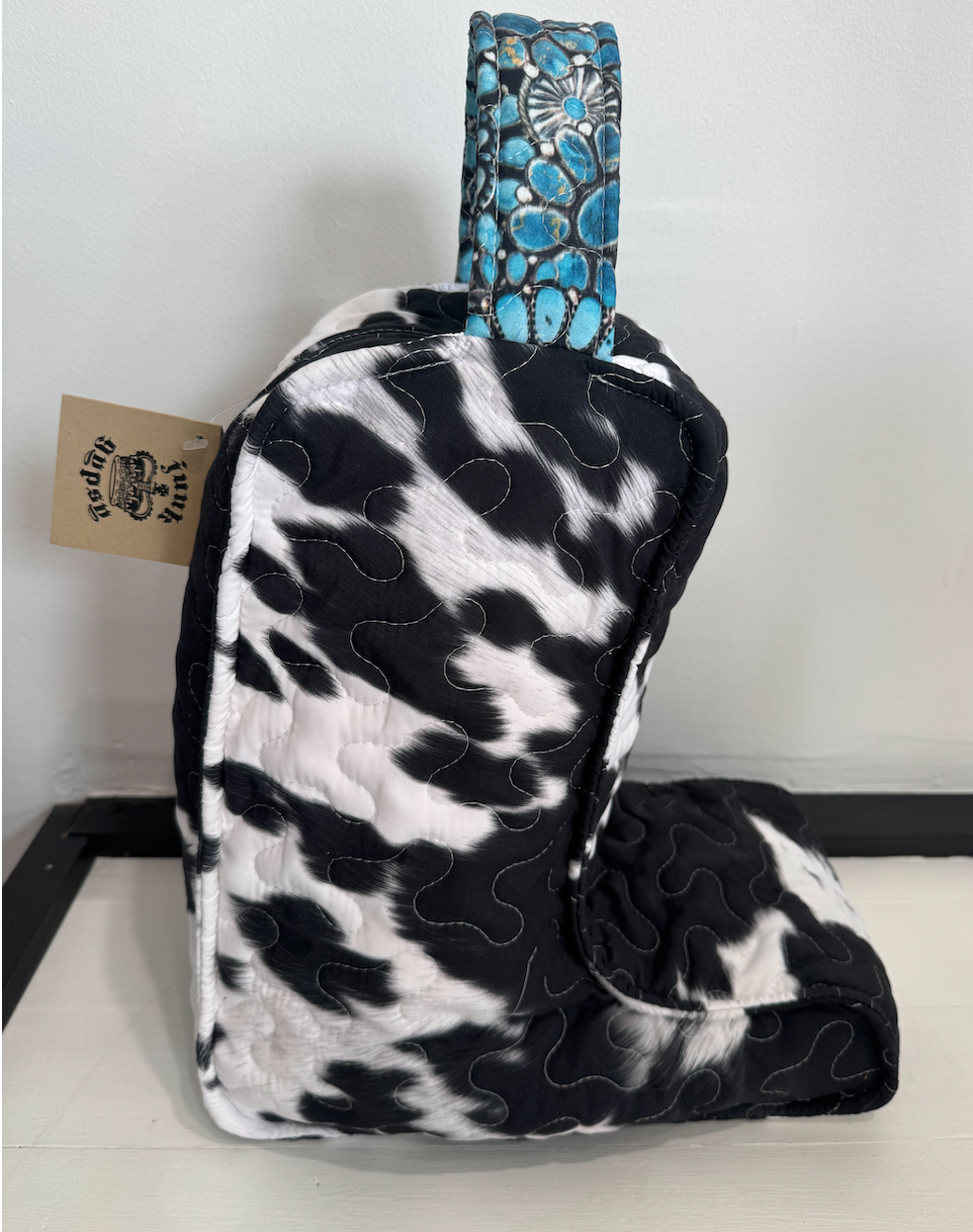 Junk Gypsy Cow Turquoise Boot Bag