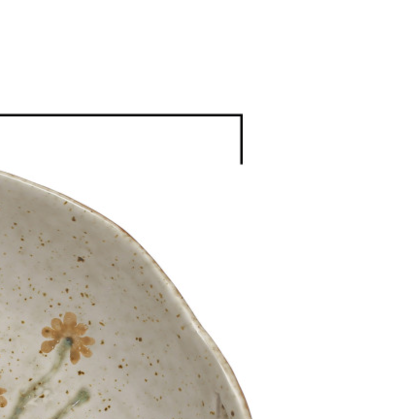 Hand-Painted Stoneware Bowl w/ Handles & Botanicals