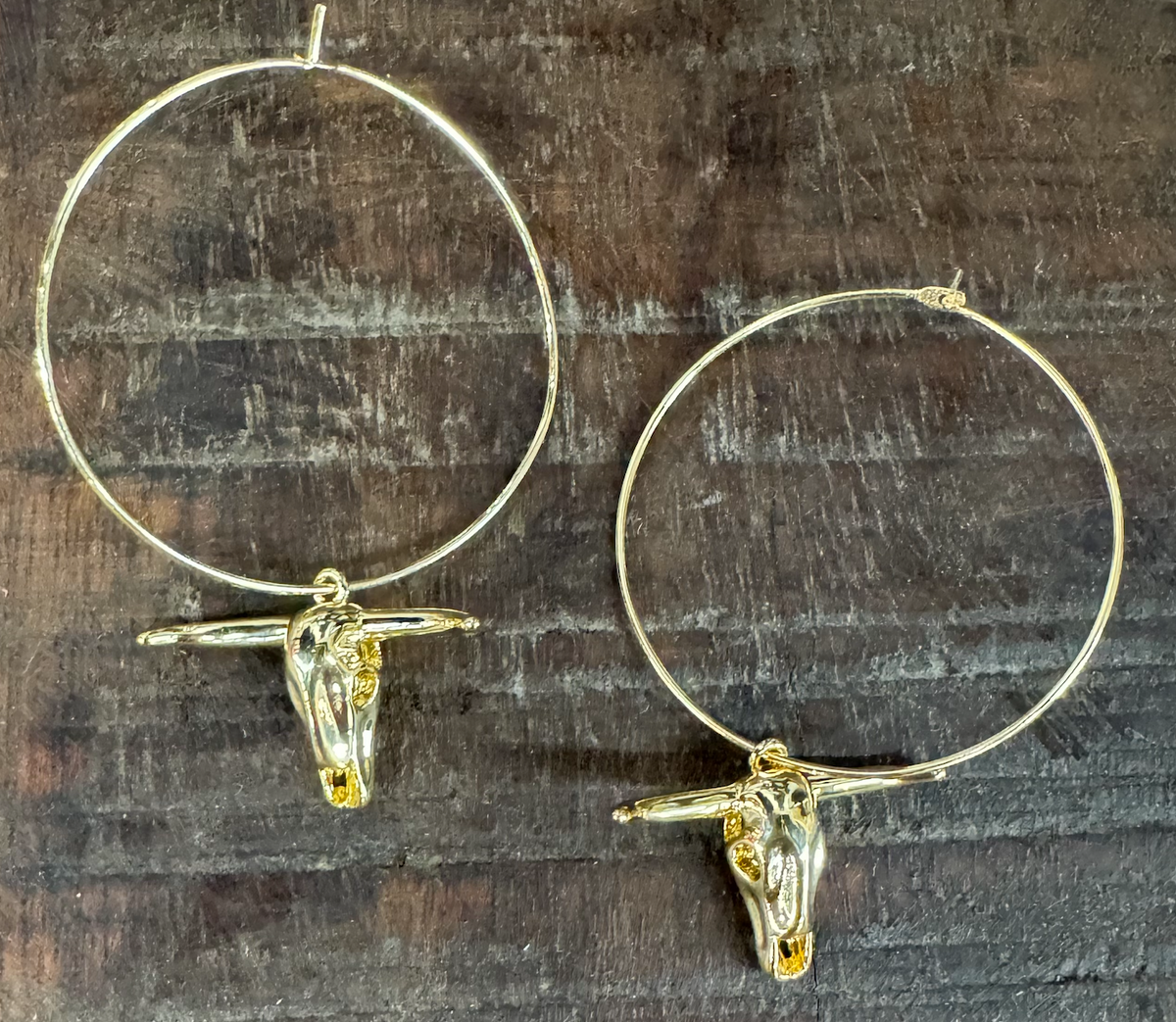14K Gold-Plated Longhorn Hoop Earrings