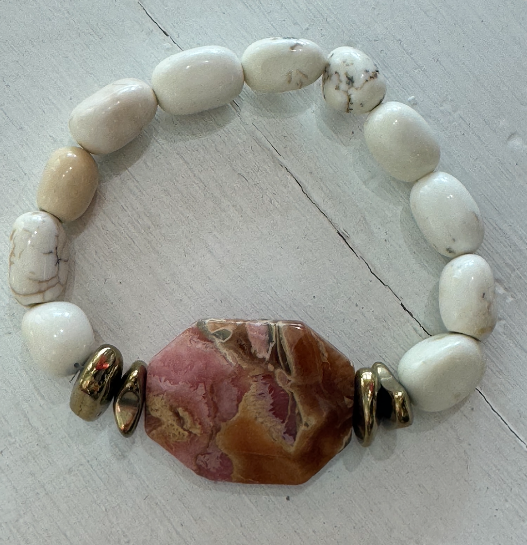 Pink Jasper, Magnesite & Hematite Bracelet