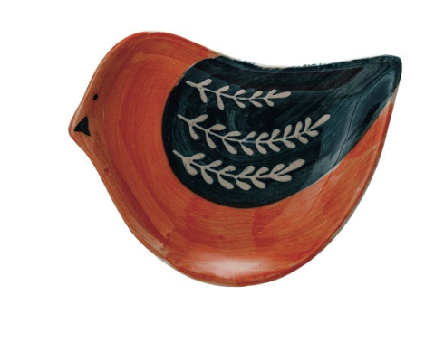 Hand-Painted Stoneware Bird Shaped Dish, 4 Styles