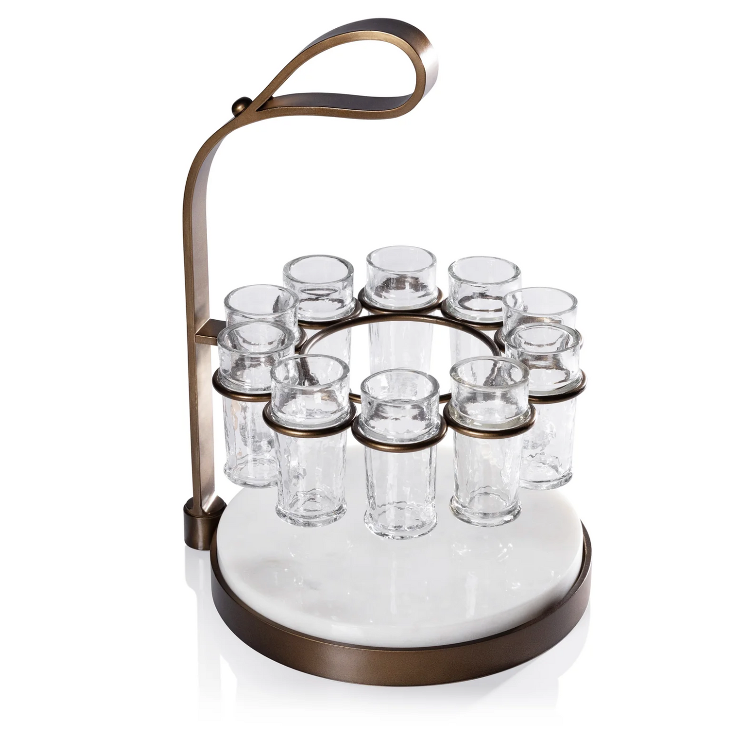 Tequilero 10 Shot Tequila Set with Marble Cutting Board - Dark Bronze