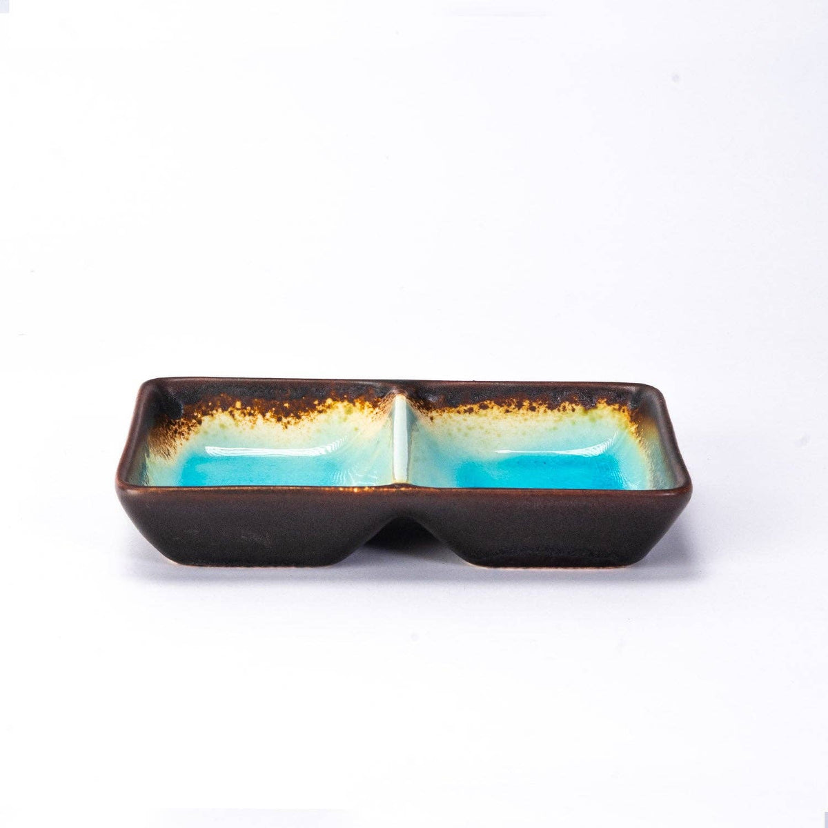 Aozora Kannyu Porcelain Divided Rectangle Sauce Dish (4 oz)