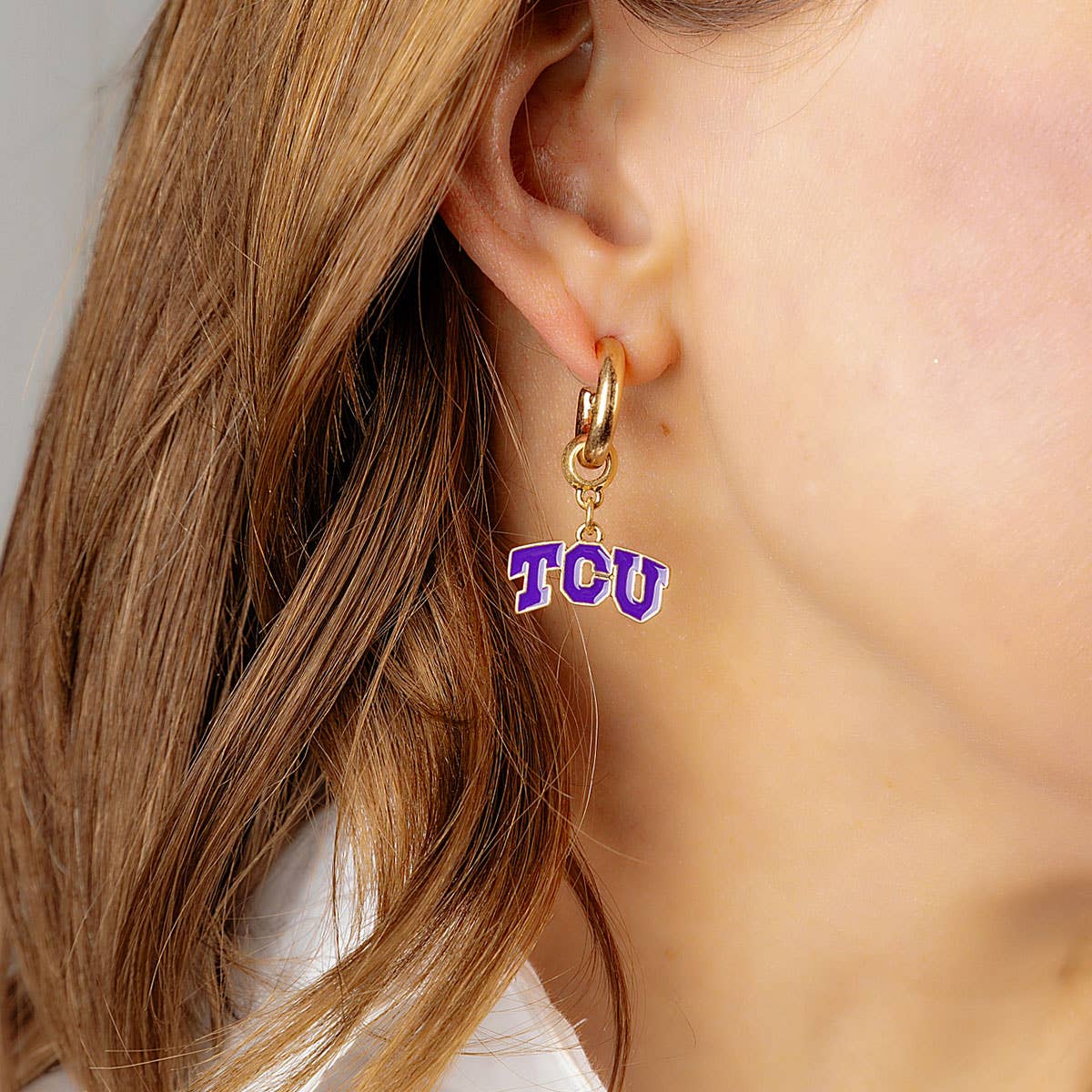 TCU Horned Frogs Drop Hoop Earrings