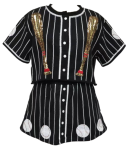 Queen of Sparkles Black and White Pinstripe Button Up Top