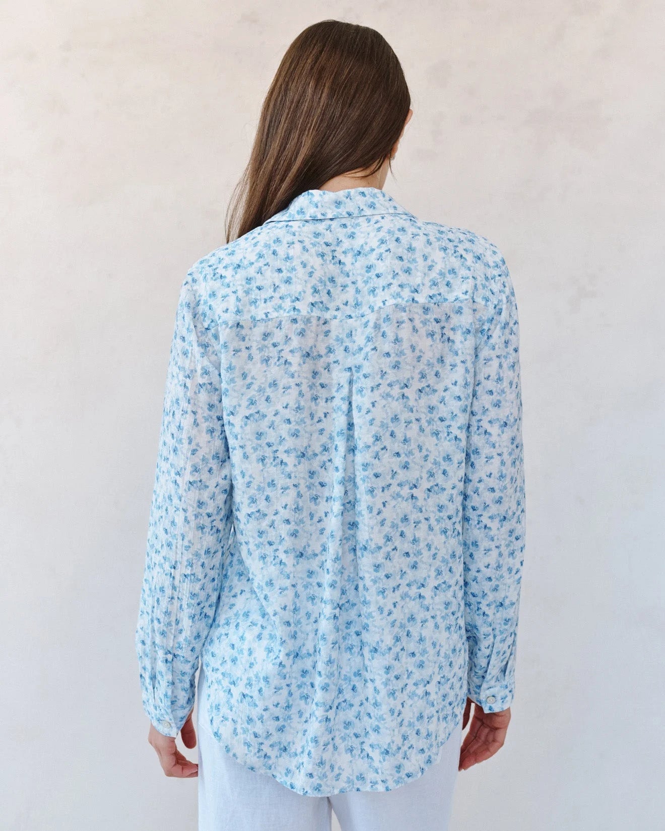 Bella Dahl Button Down Shirt Blue Ditsy