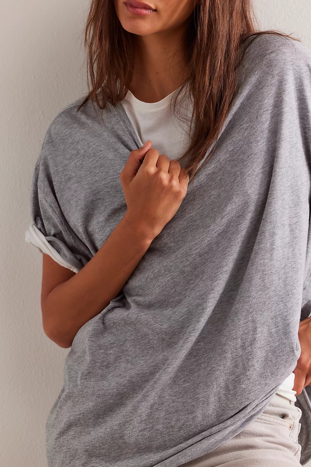 FREE PEOPLE Nina Tee Heather Grey
