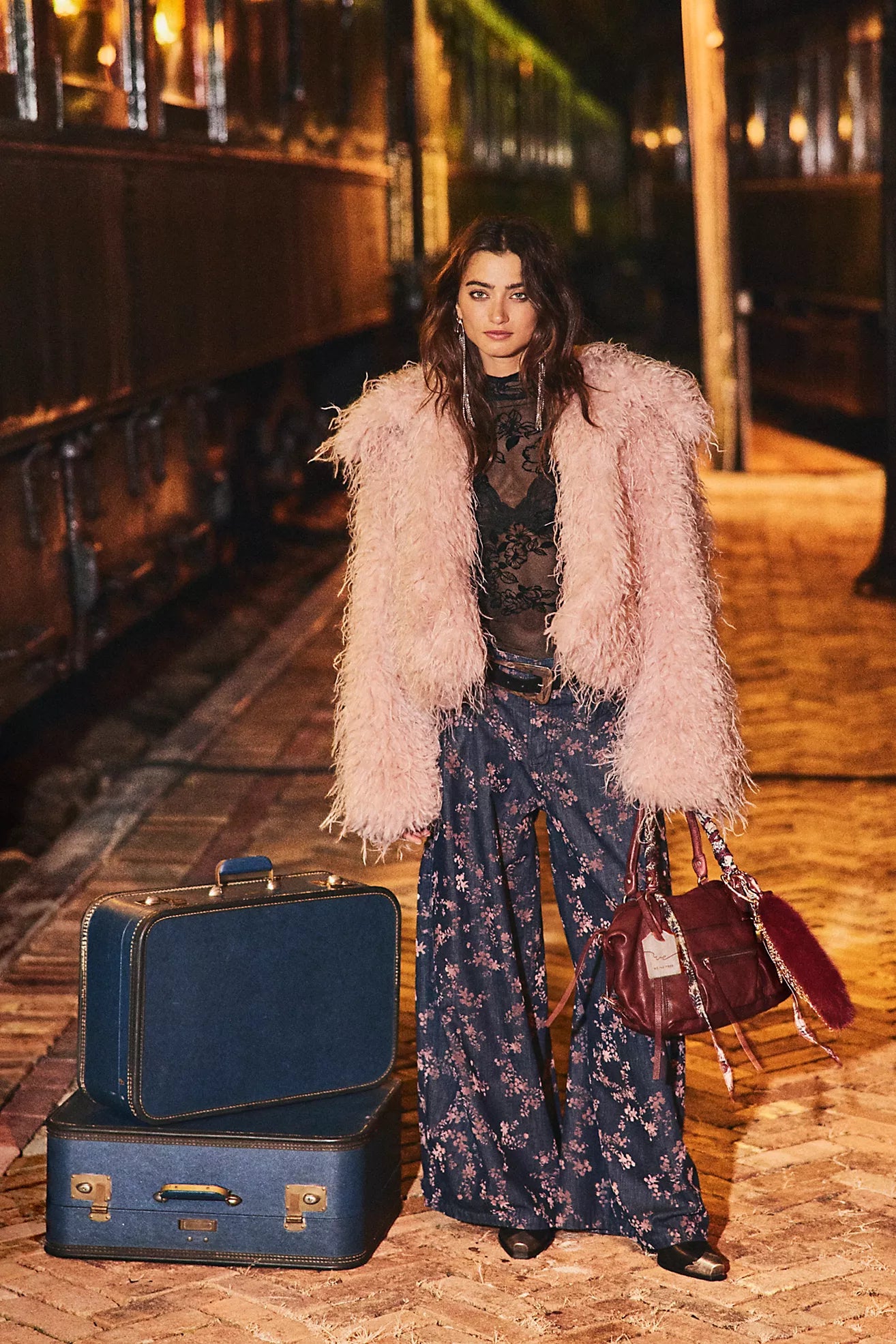 Free People Baggy Trouser Jean Flocked Meadow Floral