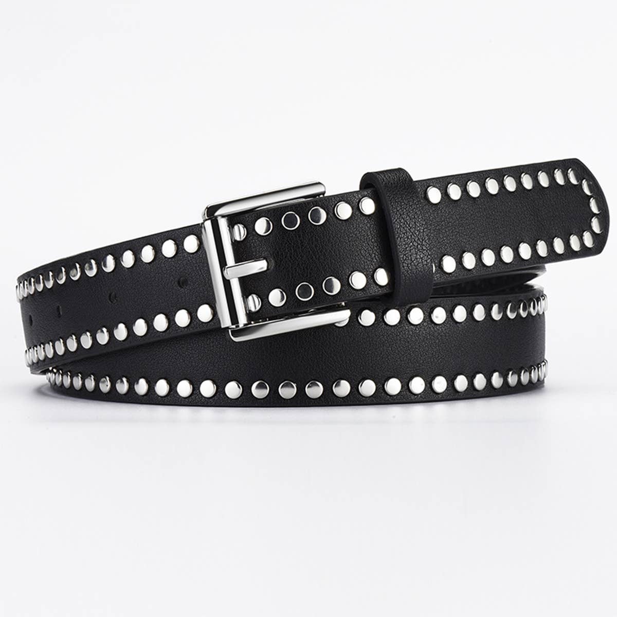 METALLIC BUCKLE BELT: BLACK
