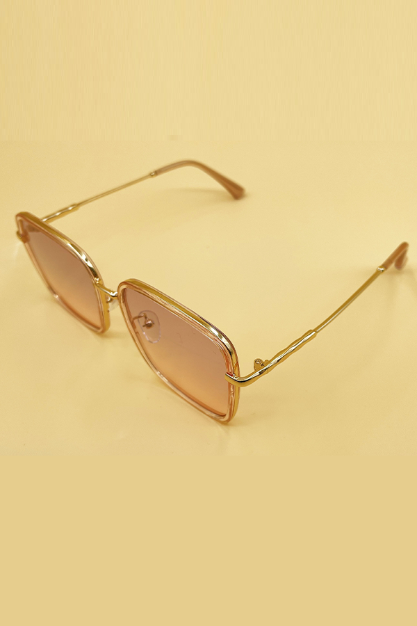 Oversized Square Sunglasses: GOLD/ PINK