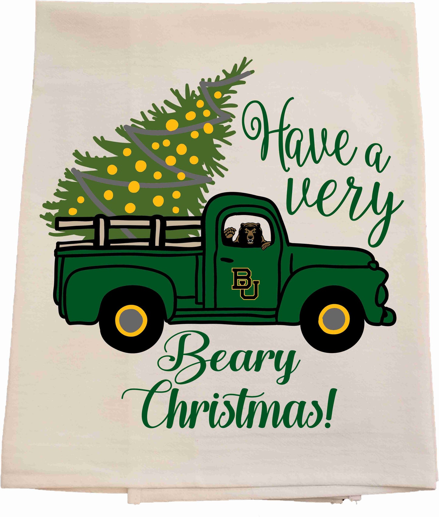 Baylor Christmas Truck Tea Towel