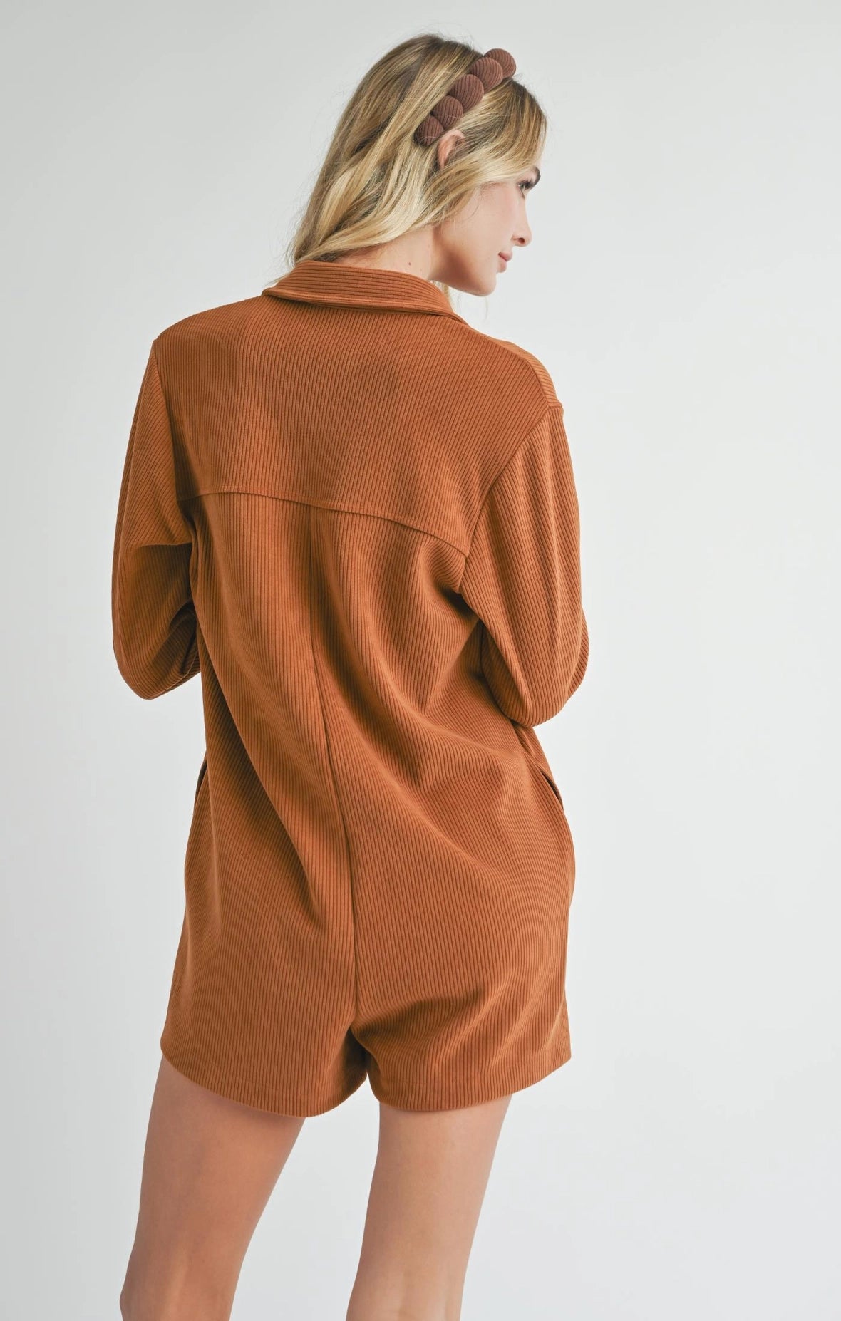 Corduroy Romper: Camel