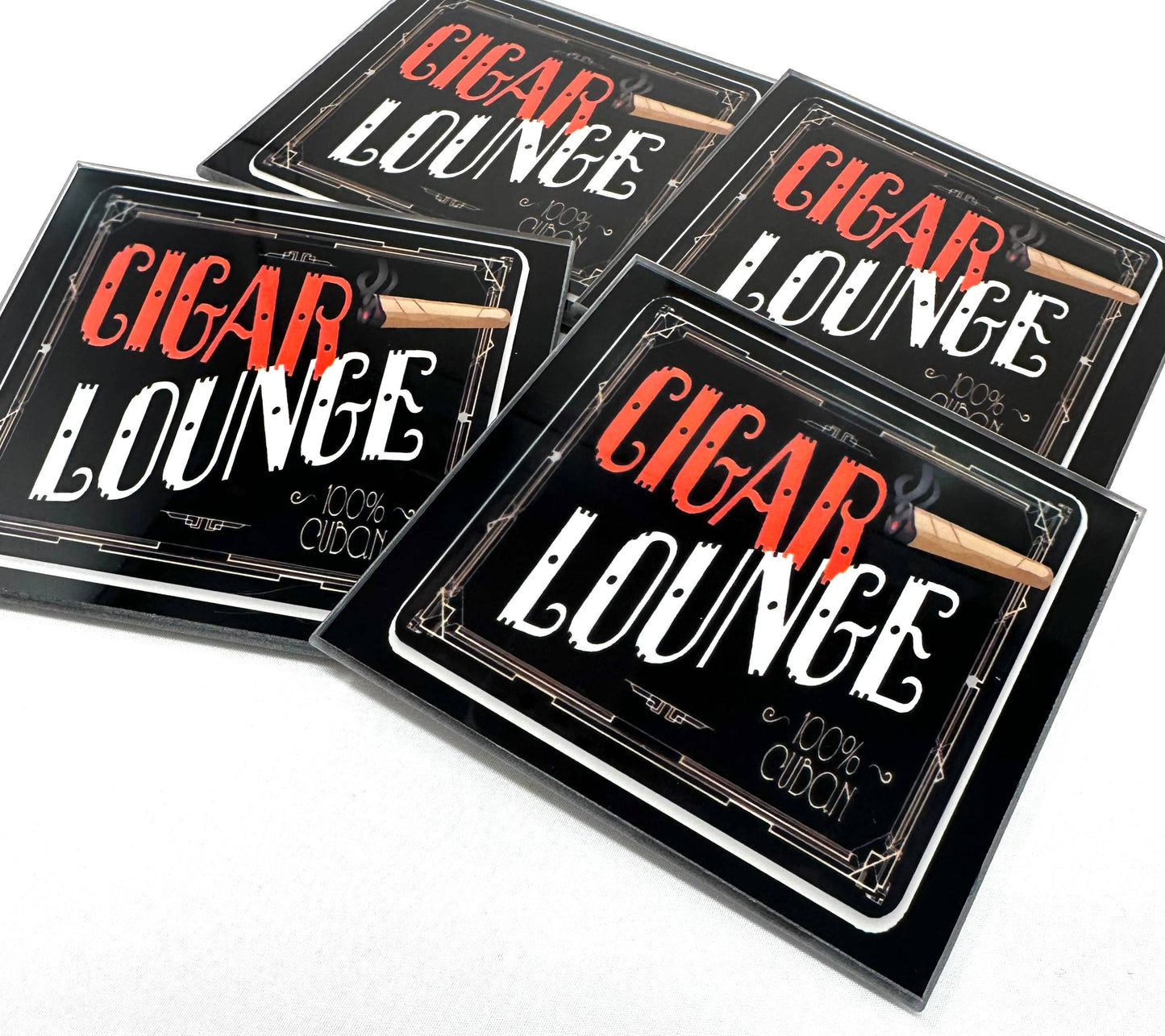 Cigar Lounge Man Cave Fathers Day Coaster Set