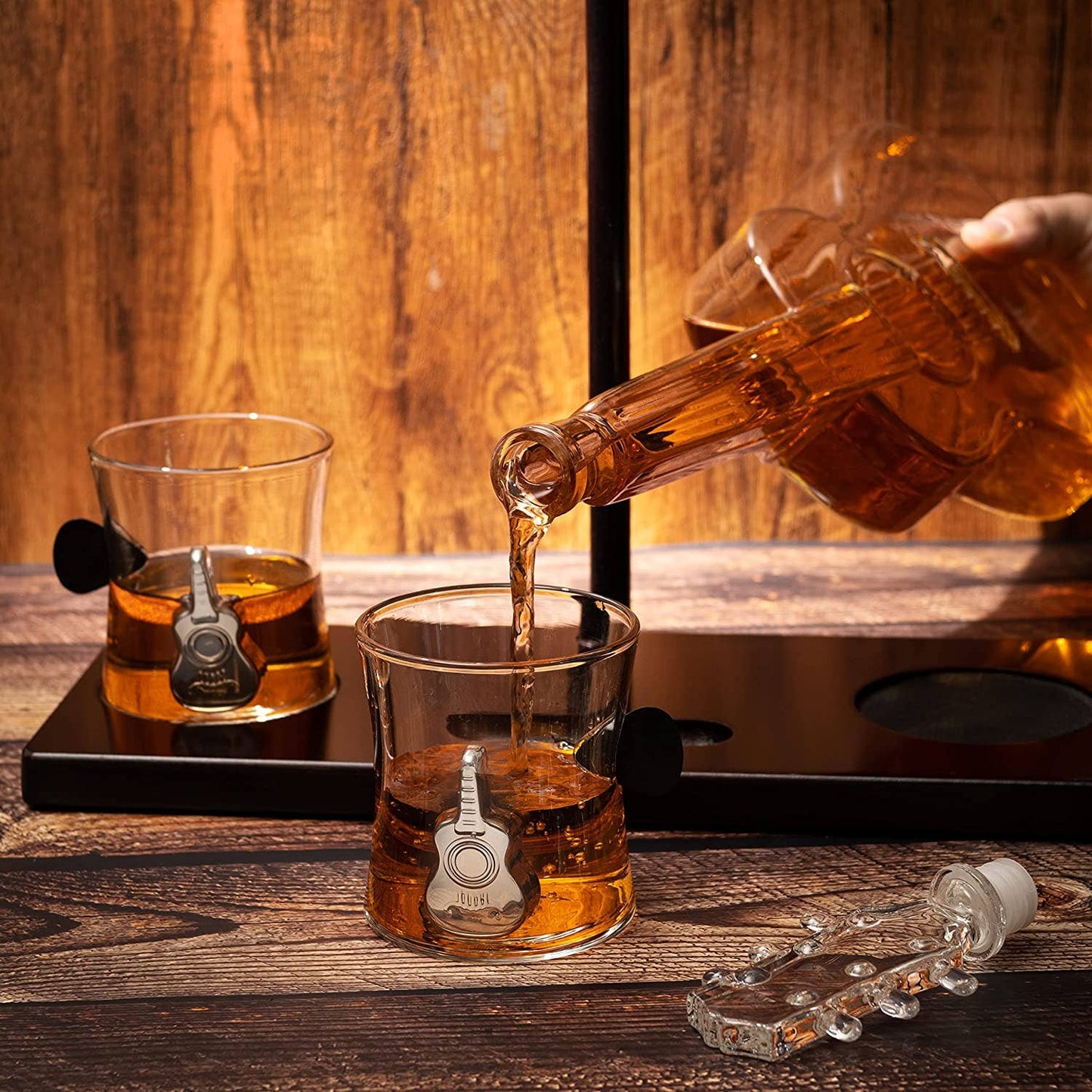Guitar Whiskey Decanter with 2 Glasses